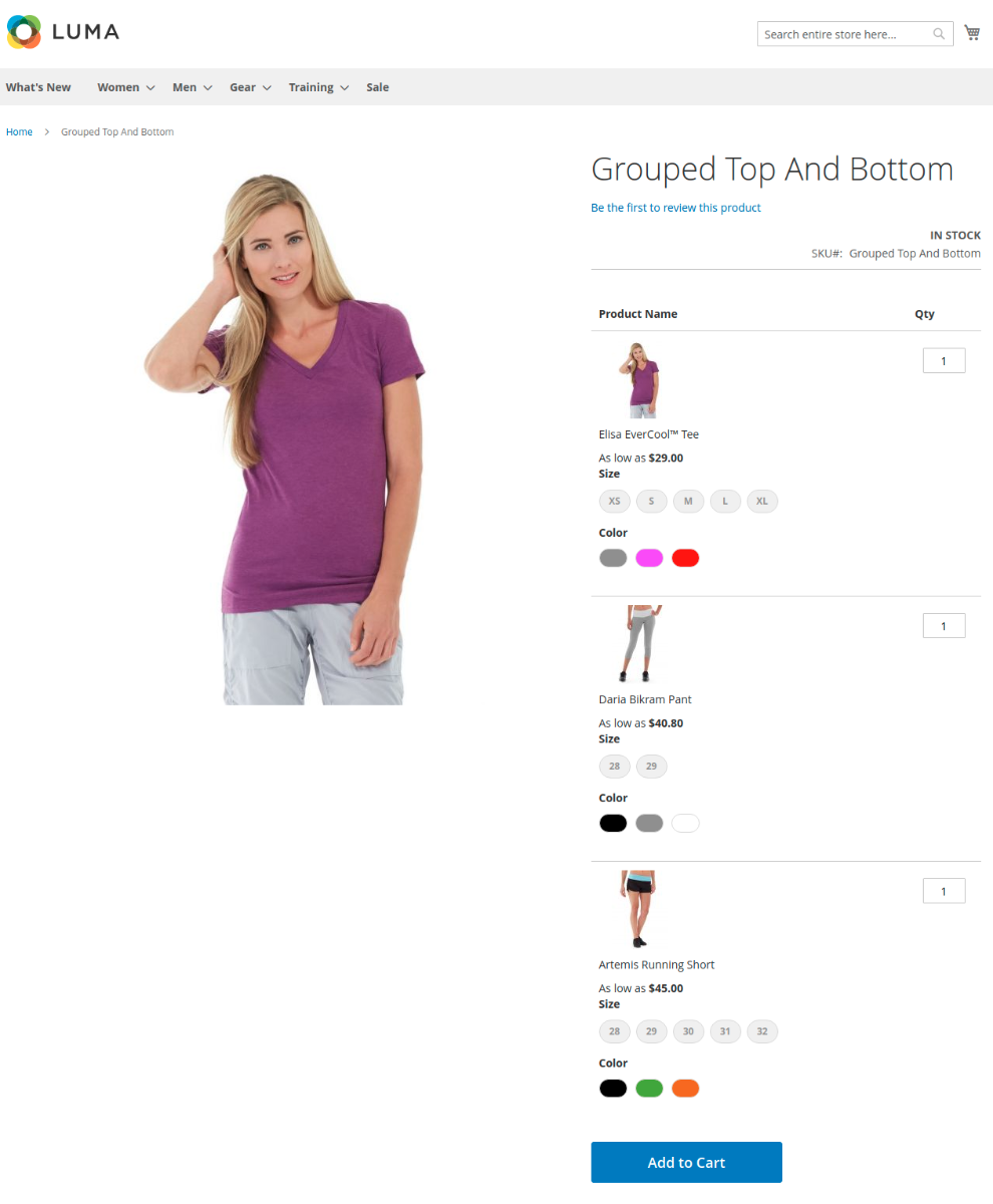 Configurable Grouped in the Magento Frontend